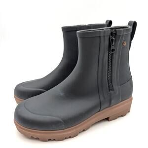 Bogs Holly Zip Waterproof Rain Boots Side Zip Women's Black Size US8 EU39